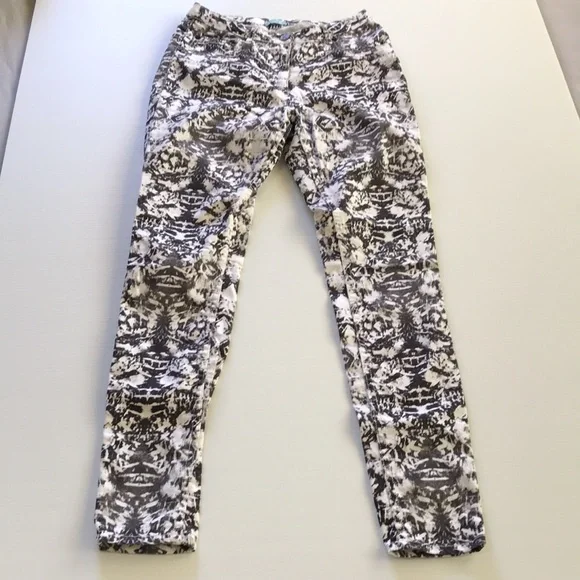 KOOKAI womens 38 high rise skinny stretch jeans black grey white zip front - Picture 10 of 16